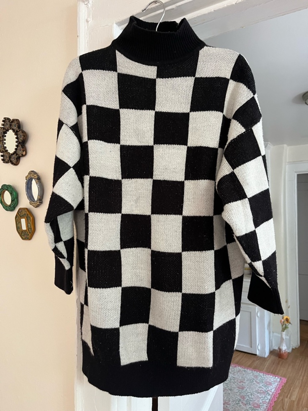 Divided by H&M Checkerboard Turtleneck Sweater - Black & White
